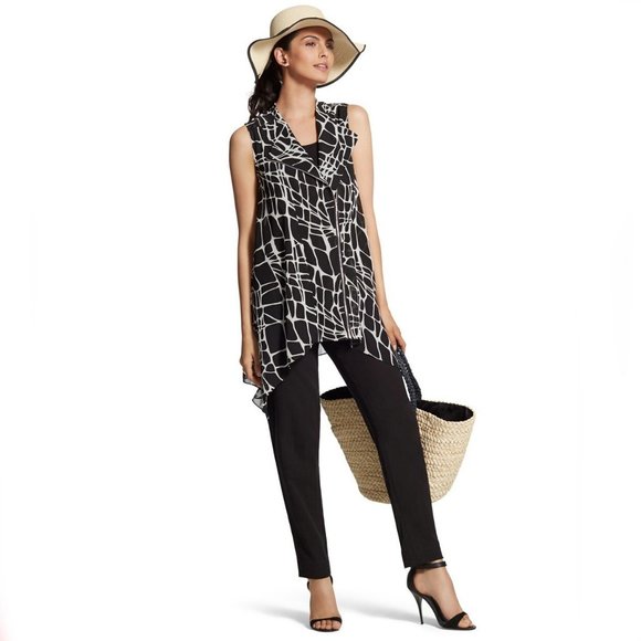 Chico's Zip Moto Jacket Black-And-White Vest Animal Print 1 8 10 12 - Picture 4 of 8